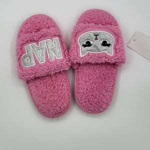 PJ Couture Girls pink 'Cat Nap" Fun warm Slipper Sz 11/12.